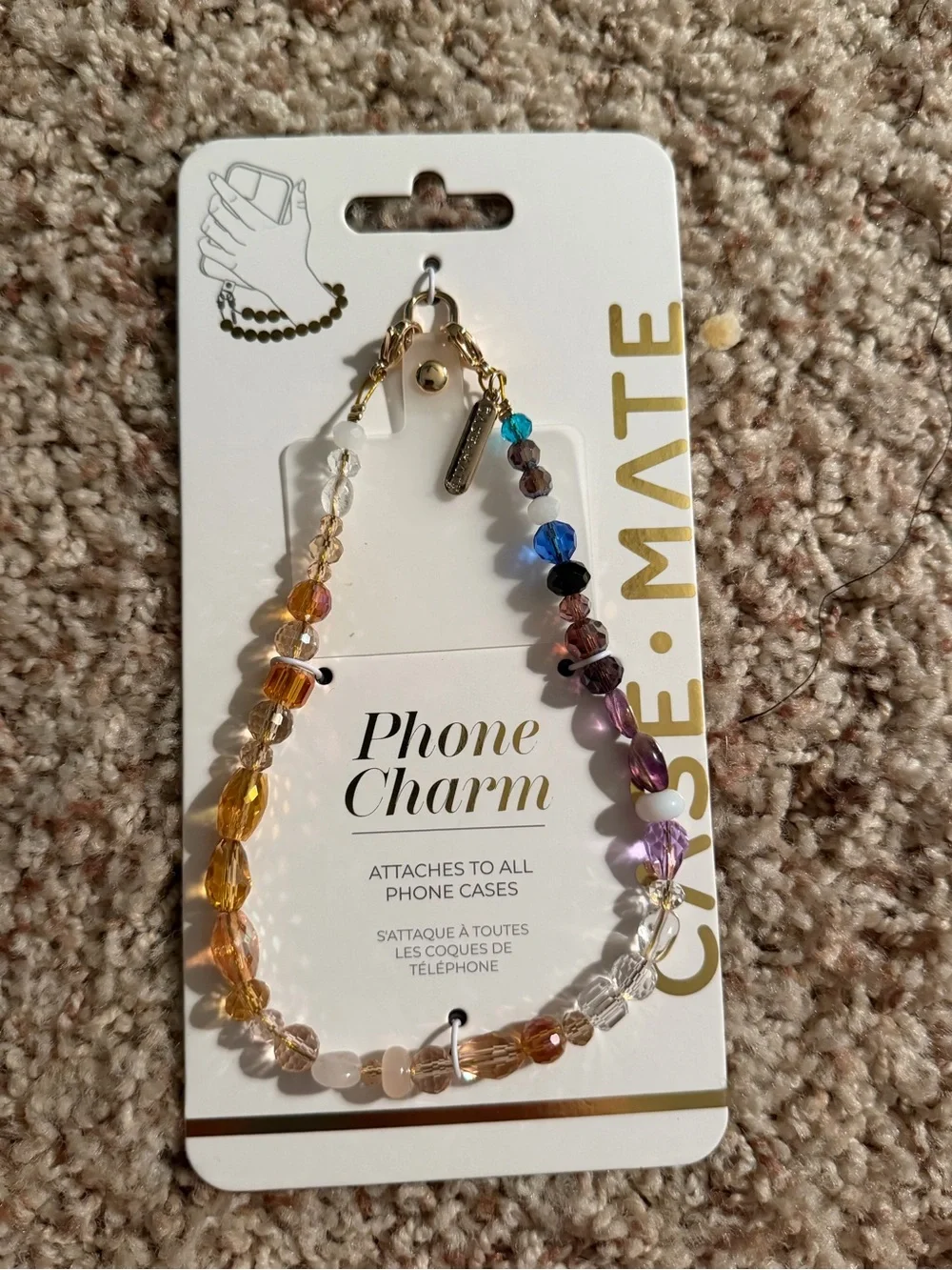 case-mate Multicolor Beaded Phone Charm with Gold Hardware